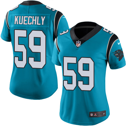 Women's Limited Luke Kuechly Nike Jersey Blue - #59 Rush NFL Carolina Panthers